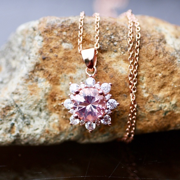 Pale Pink Morganite Pendant Handcrafted in 18K Rose Gold Vermeil, May Alternate - Picture 4 of 7
